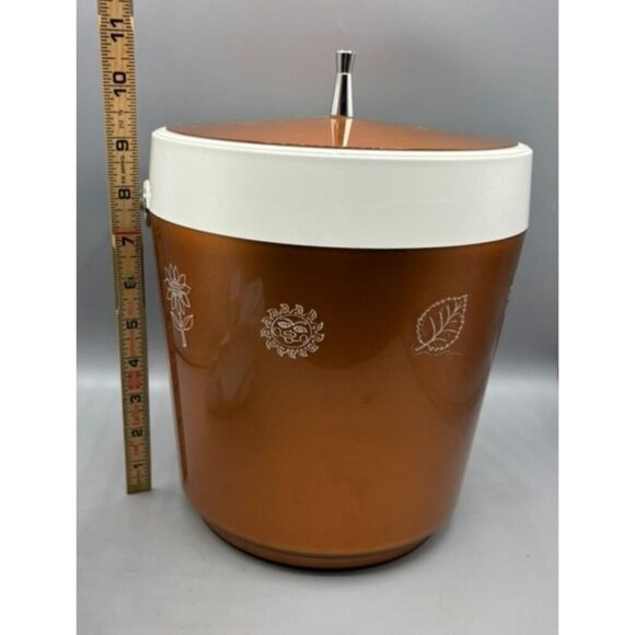 Vtg West Bend Thermo Serve Ice Bucket Copper Tone Insulated Barware - Picture 7 of 9